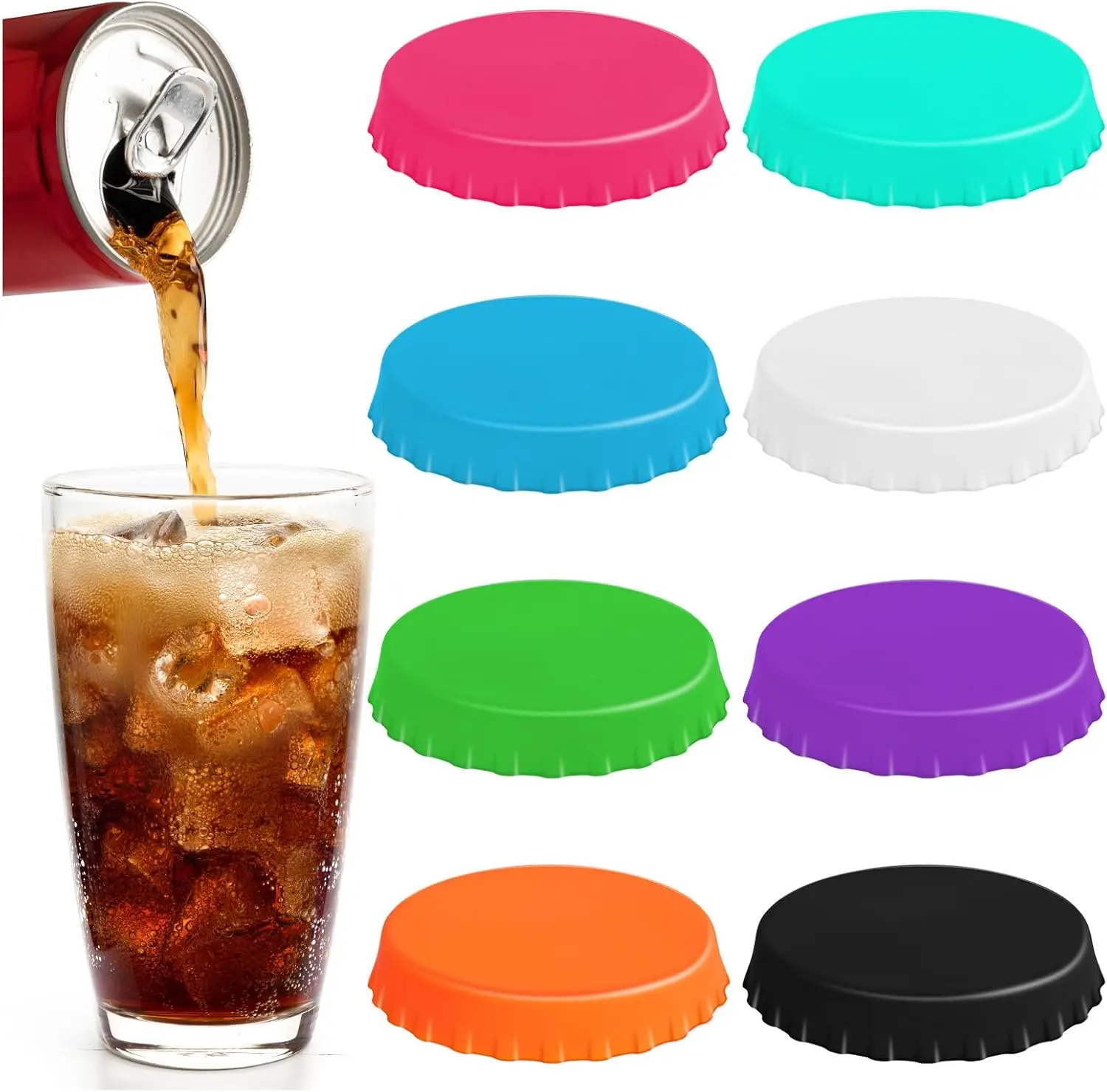 

Silicone Soda Can Lid Reusable Can Stopper For Soda Beer Drinks Juice Drinks Beverage Leak-proof Soft Seal Silicone Can Lid