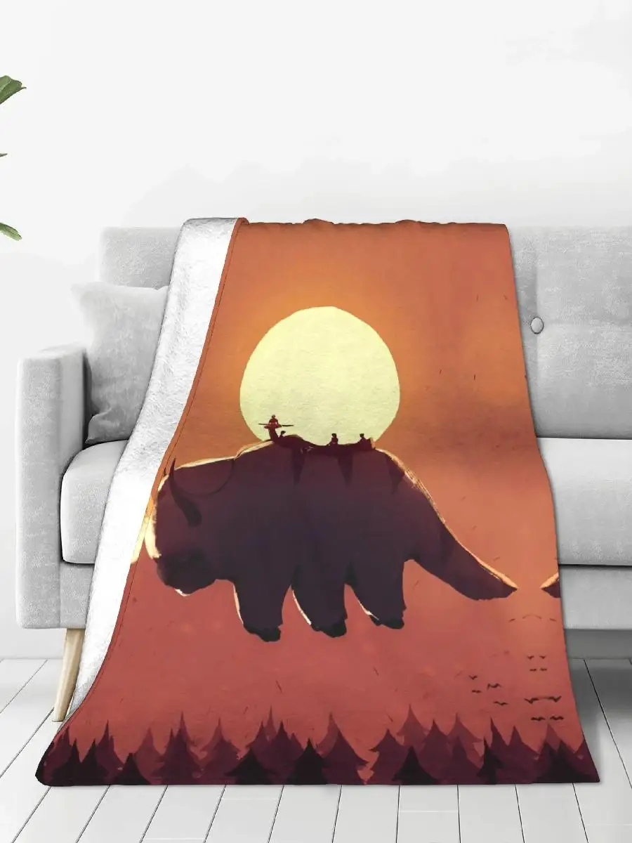 Avatar The Last Airbender Appa Plush Throw Blanket Flannel Warm Bedspread For Bedroom Adult Kids Birthday Gift Home Textile