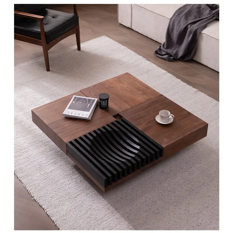 

North American black walnut coffee table Nordic modern simple living room storage square solid wood small apartment Internet ce