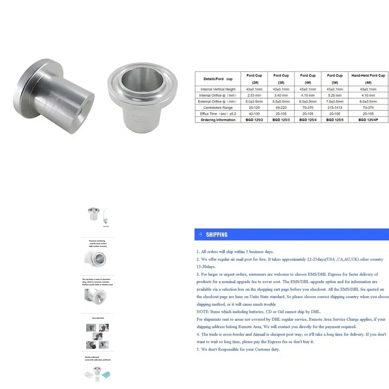 Brand For Viscosity Cup Flow Dip Cups ASTM D1200 D333 D365 Viscometer for Paint Low Viscosity Liquids