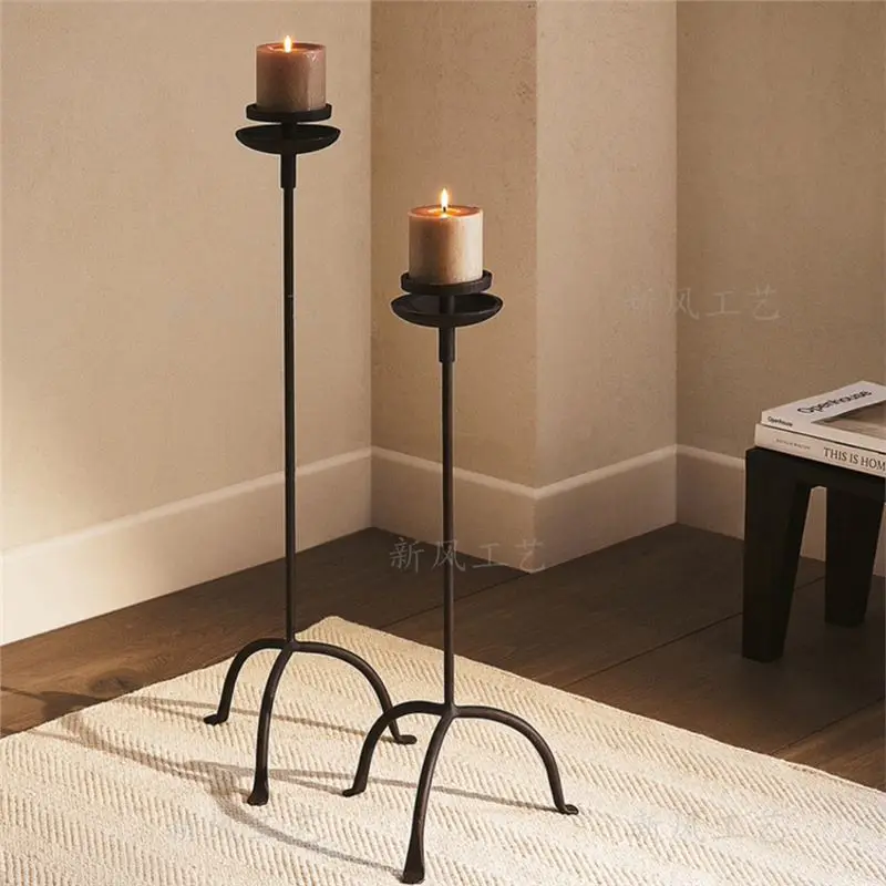

Decorative candlestick retro homestay candle stand atmosphere decoration tall tripod warmth European style branch French style