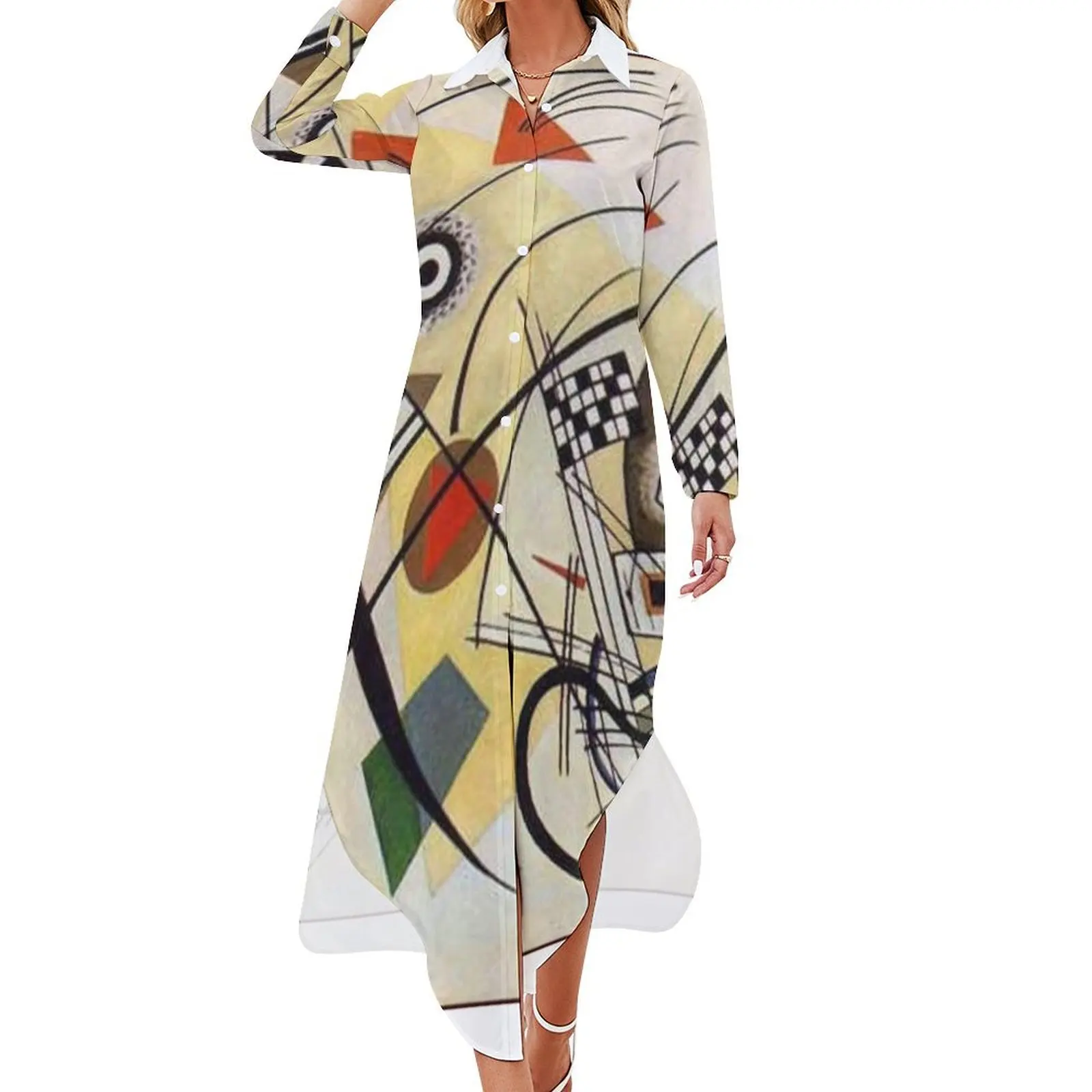 Composition Long Sleeved Shirt Dress women's luxury party dress Long dresses evening dress women long sleeve dresses