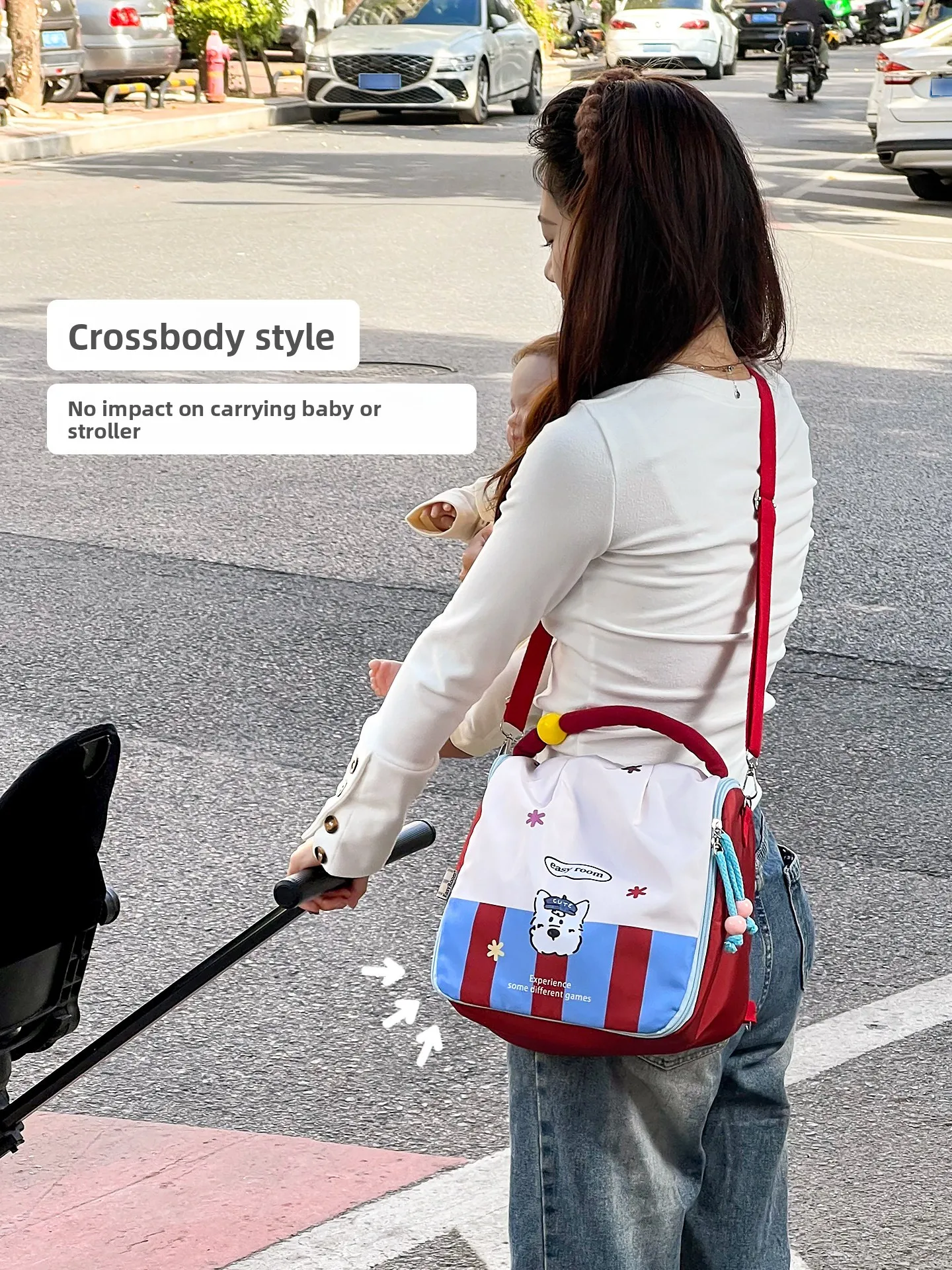 

Легкая сумка-кроссбоди для мам на одно плечо, для прогулок, с отделениями для бутылочек и подгузников, высокая эстетическая ценность