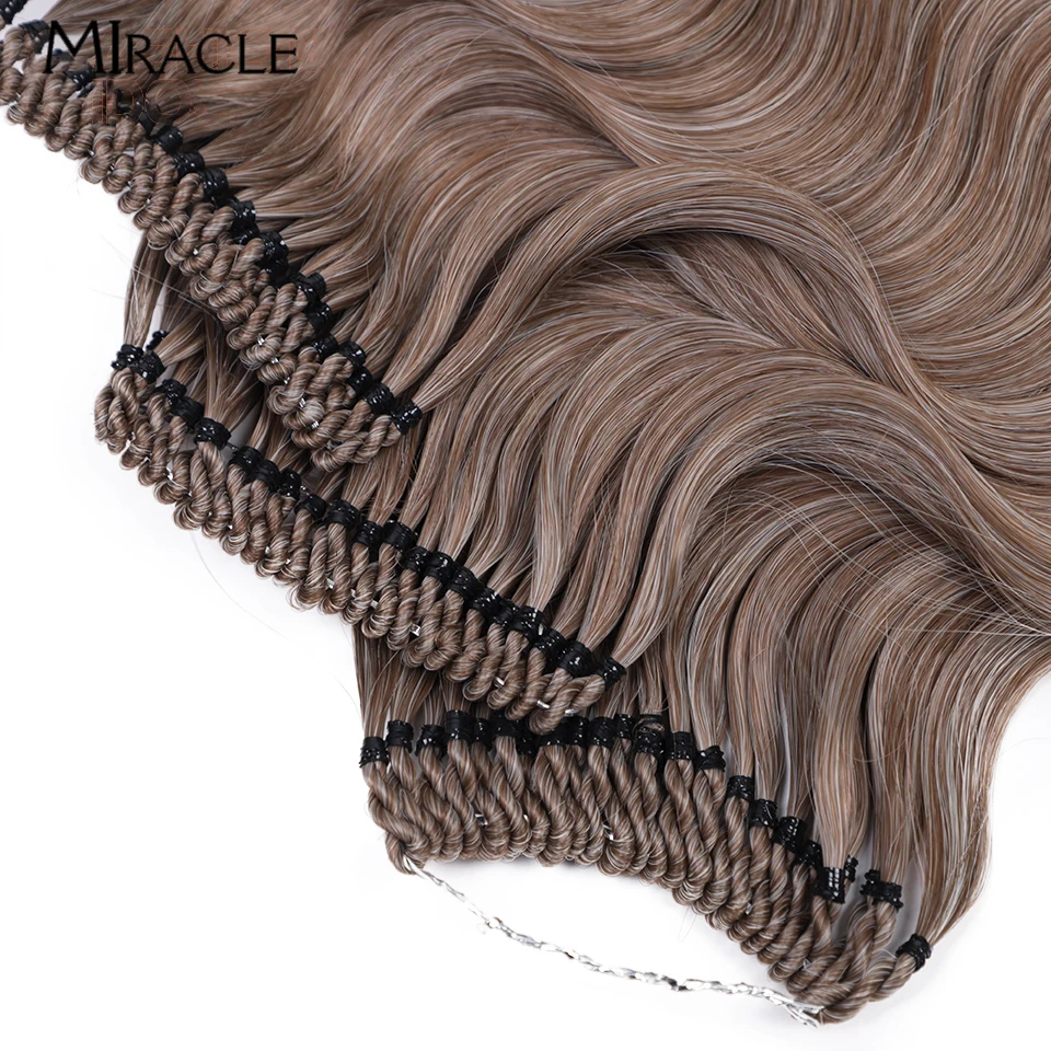 MIRACLE 24 Inch Synthetic Crochet Hair Extensions for Women Deep Wave Hair Weaves Braiding Hair 613 Black Ombre Blonde