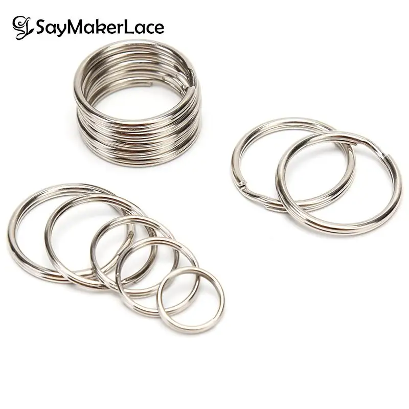 100PCS/lot Dia 12 15 16 20mm Stainless Steel DIY Polished Split Ring Keyrings Key Chain Hoop Loop Key Holder