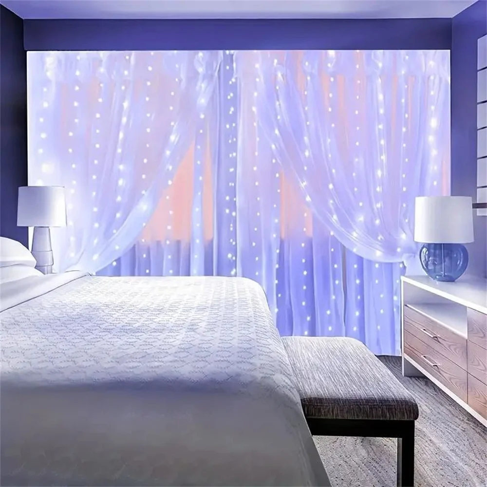 Led Curtain String Lights Festival Christmas Decoration 8 Mode USB Holiday Light for Wedding Party Bedroom Home Outdoor New Year