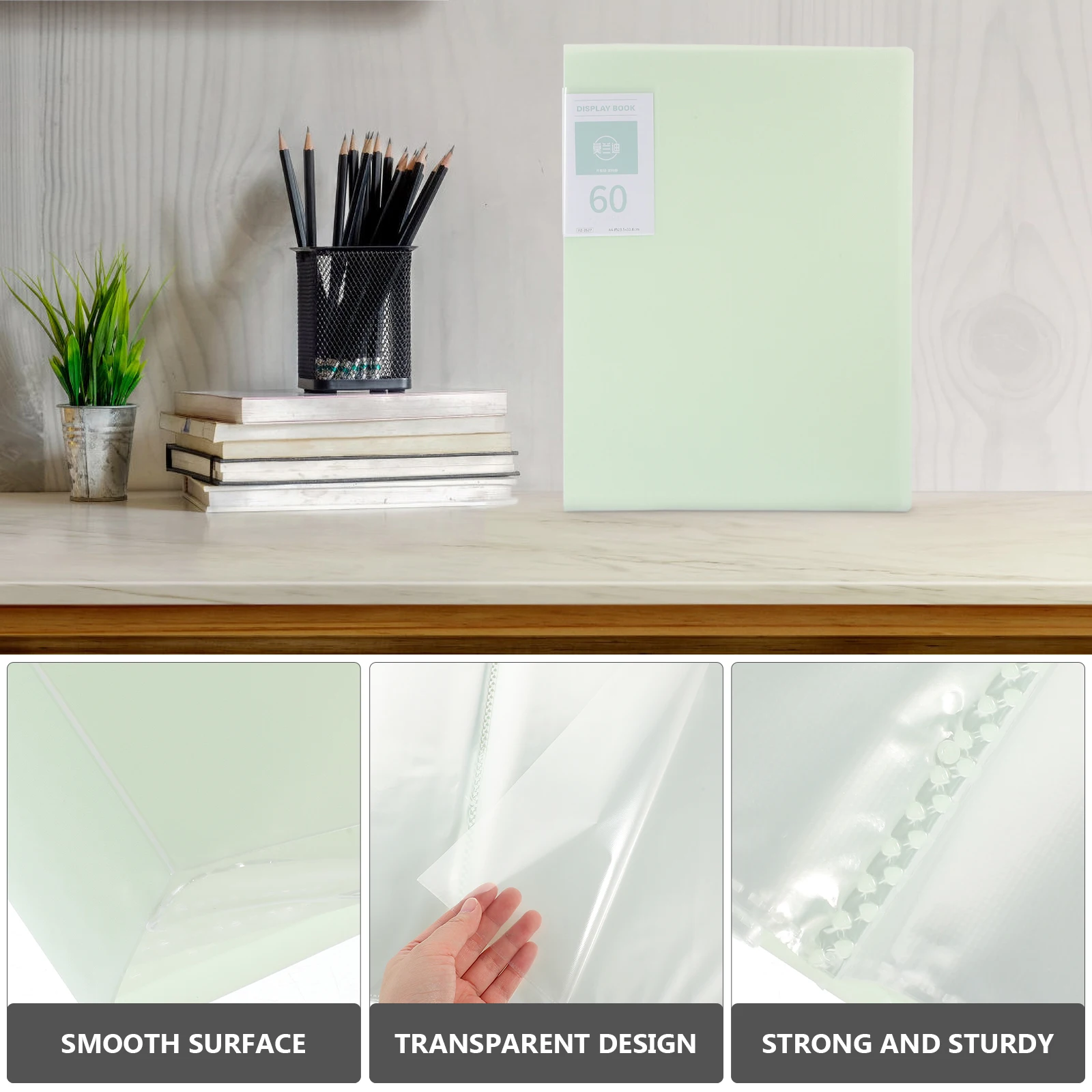 

A4 Document File Folder Transparent Storage Binder 60 Pages Multi Layer Office Use Plastic ganizer