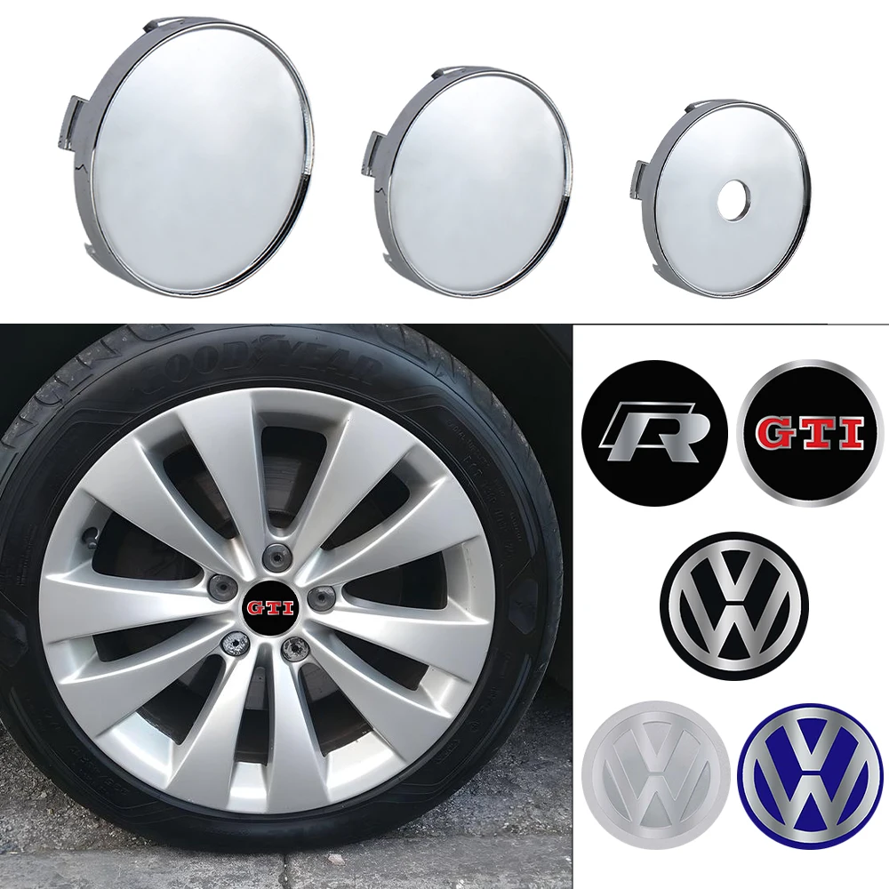 4PCS 56/60/63/65/68mm Wheel Hub Caps Sticker Car Emblem Badge Decoration For Volkswagen VW GTI R Golf Polo Tiguan Passat T-ROC 4