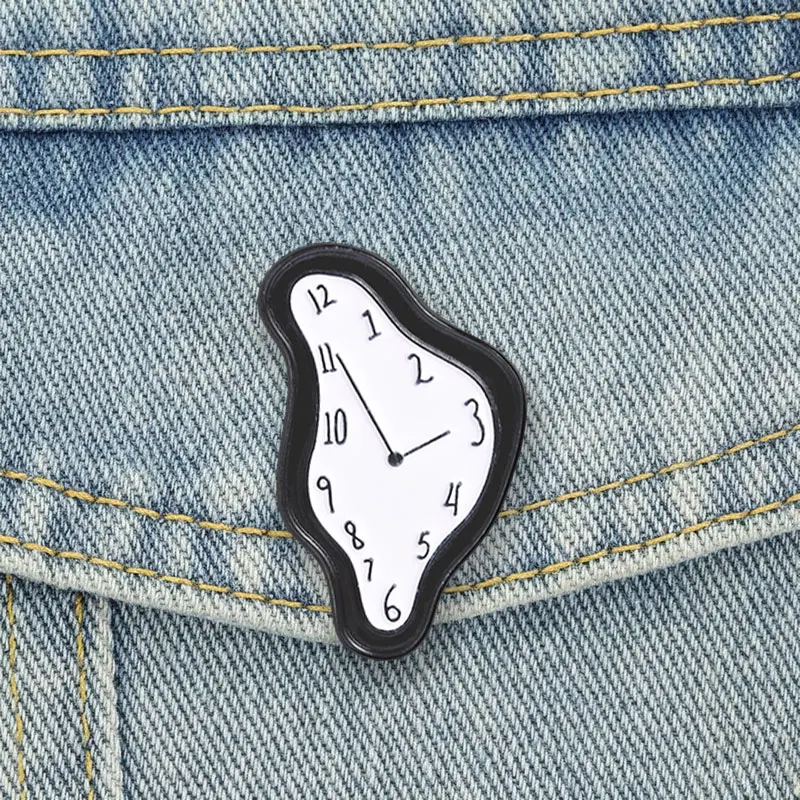 Salvador Dali Inspired Enamel Pins Surrealist Art Brooch Melting Clock Lapel Badge Abstract Jewelry Accessory Gifts For Friends