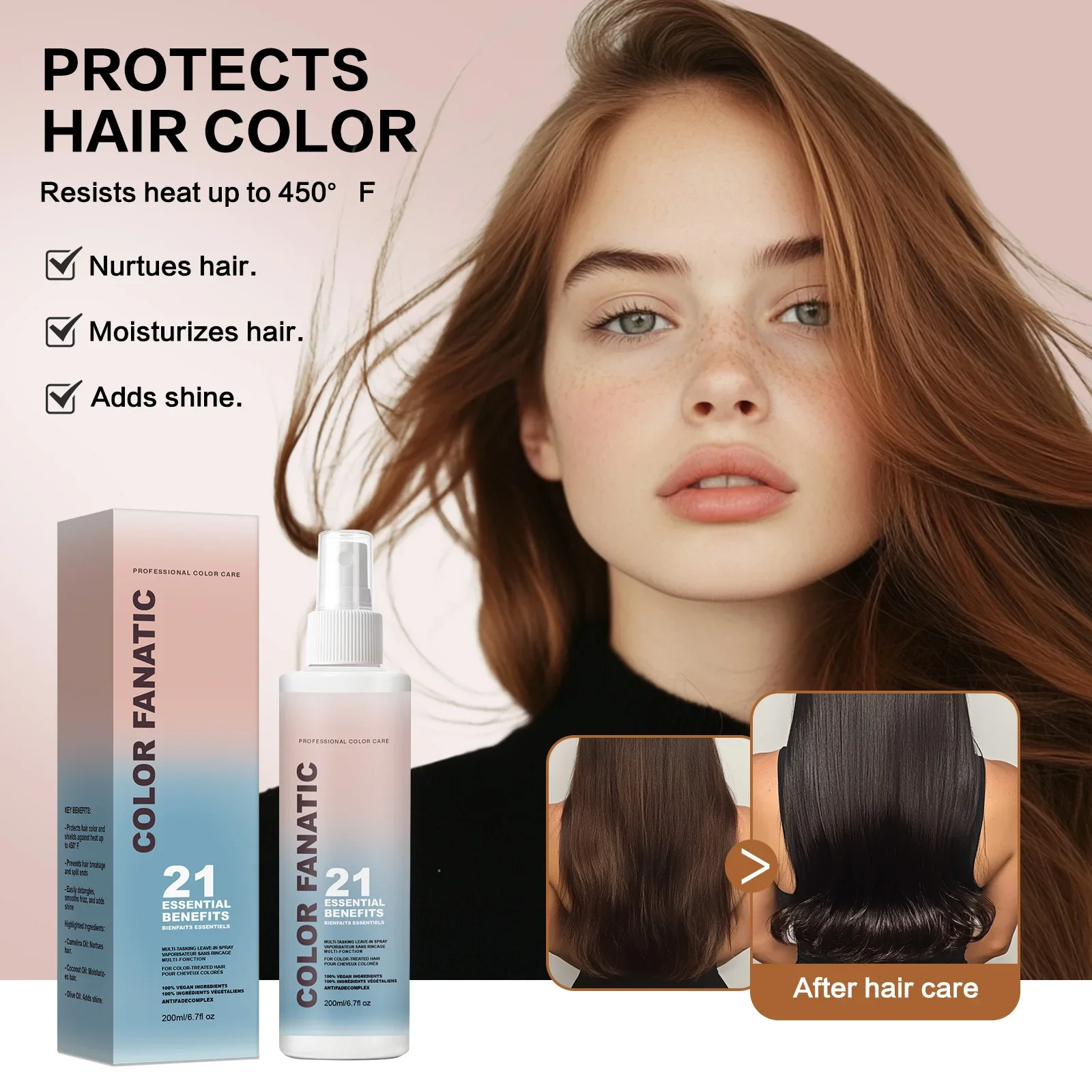 No-wash Hair Thermal Protection Spray-Hair Protector Serum Prevent Damaged Moisturizing Conditioner Smooth Frizz Heat Protection