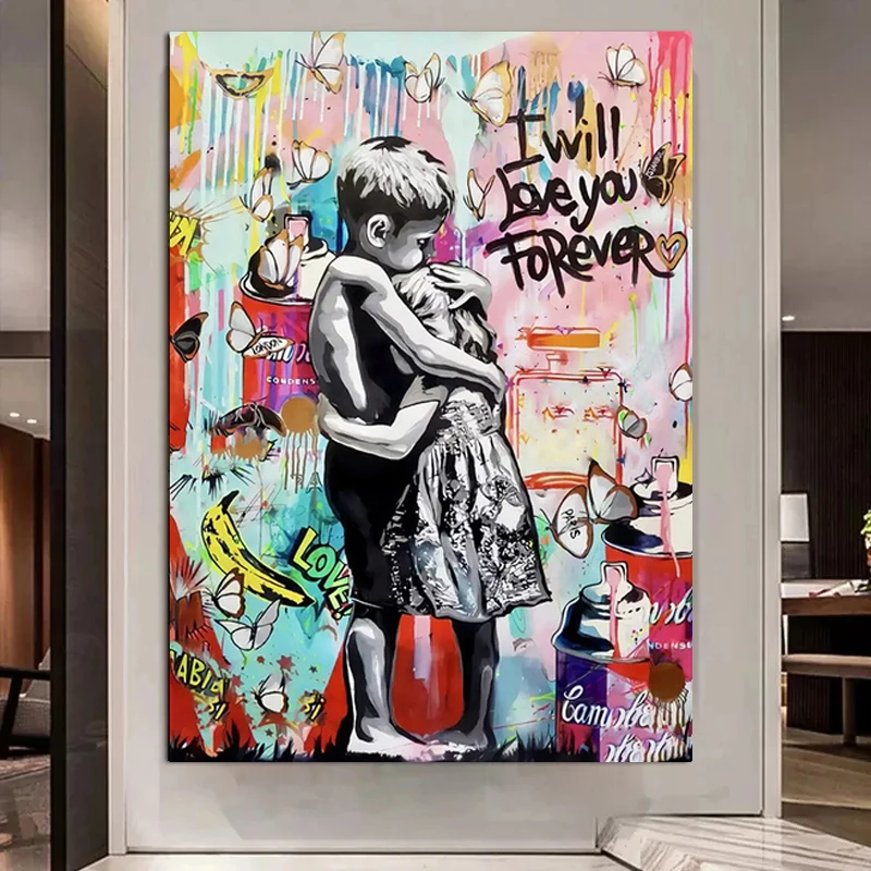Banksy Wall Art I Will Love You Forever Poster Inspired Artwork Graffiti Canvas Painting Street Pop Art Prints for Home Decor