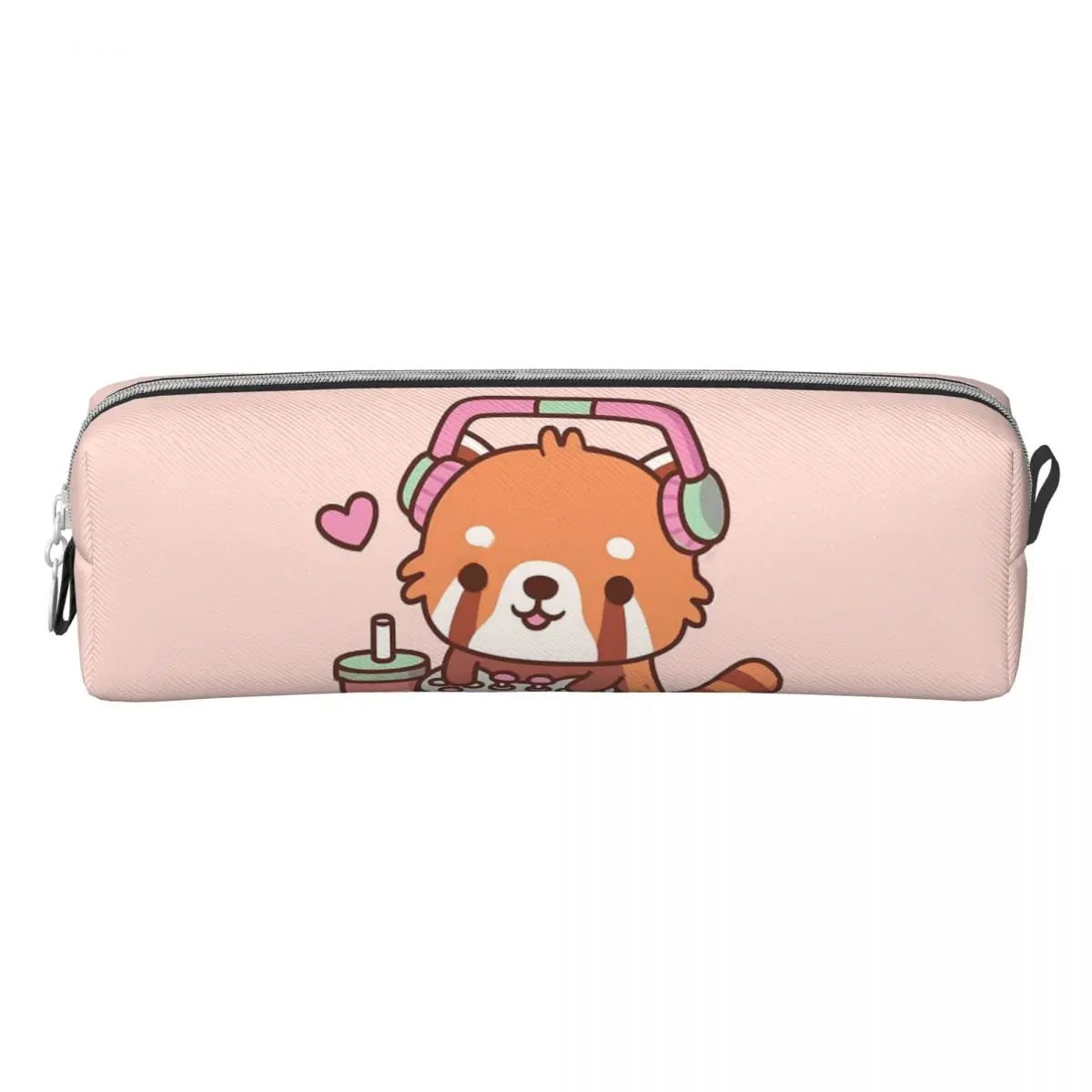 Cute Red Panda Loves Playing Video Games Pencil Cases Large Capacity Pen Bags Pen Box Stationery Pencil Pouch Cosmetic bag