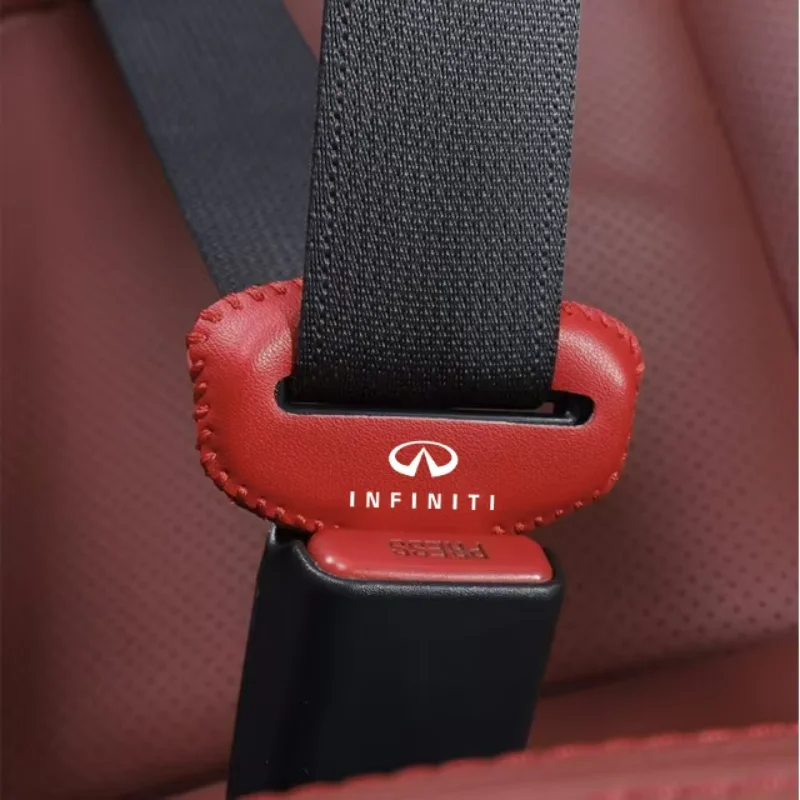 Leather Car Seat Belt Buckle Clip Cover Protector Anti-Scratch Case For INFINITI FX35 Q50 Q30 ESQ QX50 QX60 QX70 EX JX35 G35
