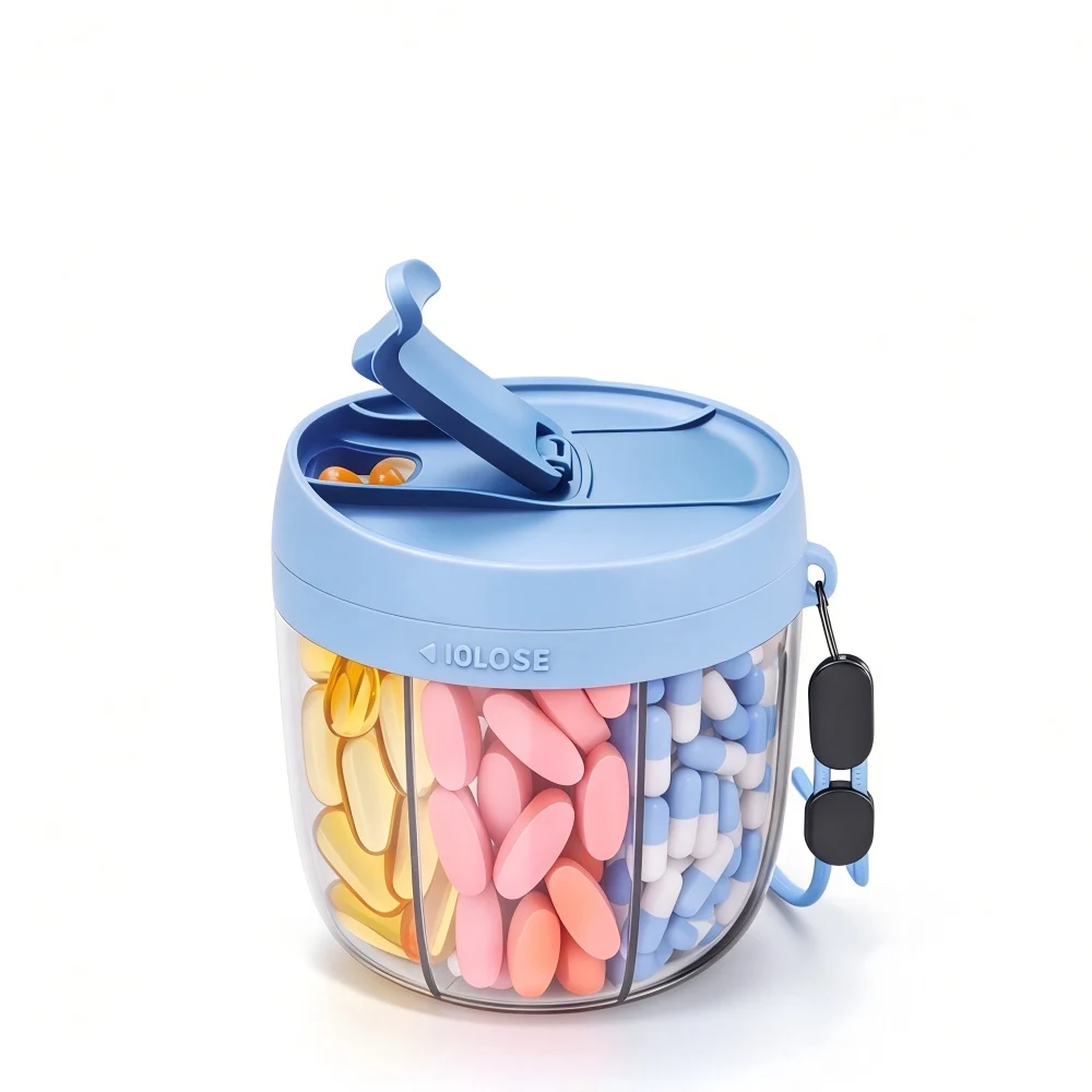 7 Compartment Portable Vitamin Supplement Box Capsule Organizer with Easy Identify Design