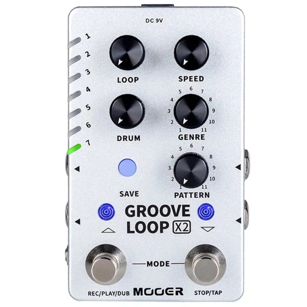 Mooer Groove Loop X2 Stereo Looper With 14 Save Slots Drum Machine Pedal 121 Different Drum 10-minute Capacity Per Track