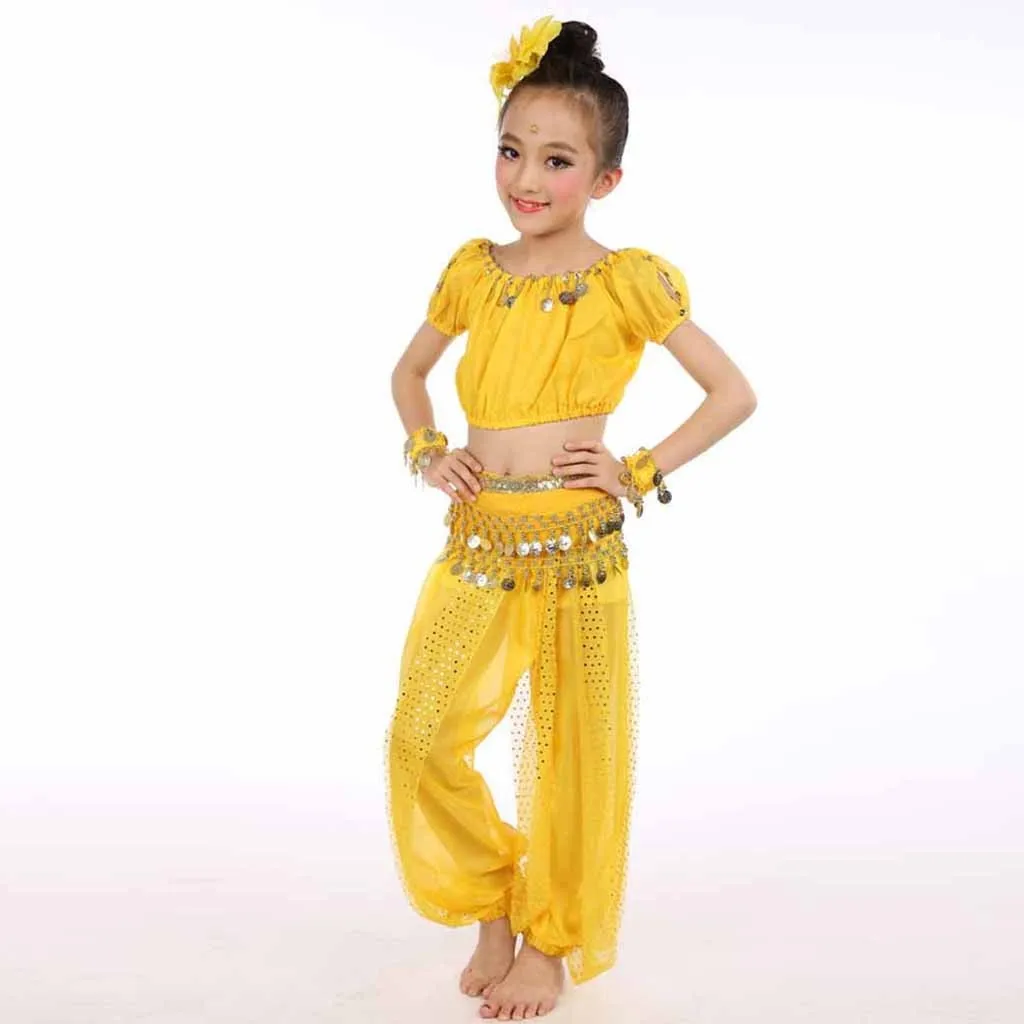 Size 8 Girls Outfits Handmade Children Girl Belly Dance Costumes Kids Belly Dancing Dance Cloth Baby Girls Knit Headbands