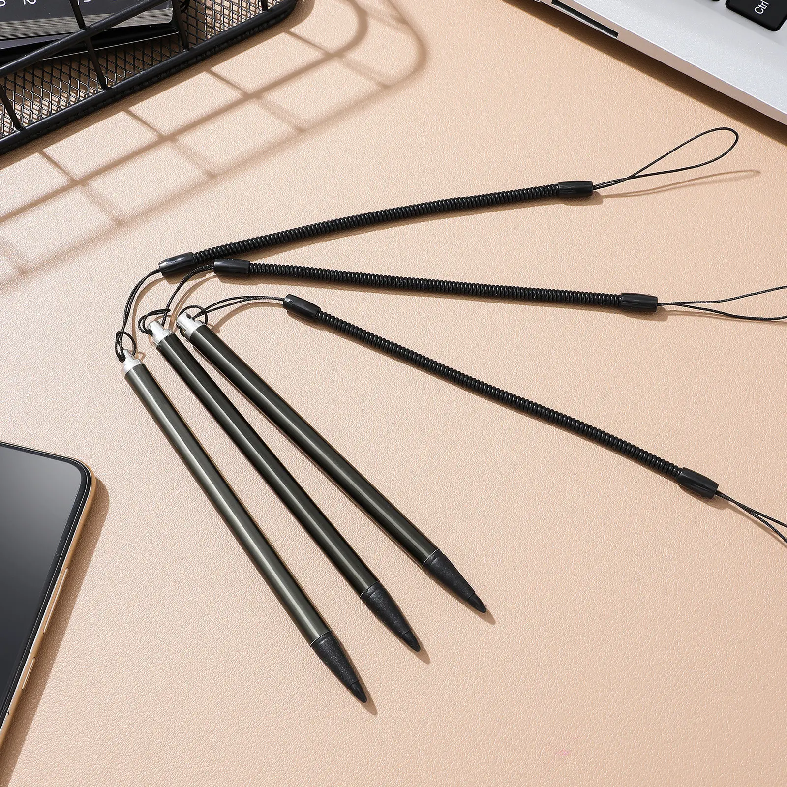 3Pcs Touch Screen Stylus Pen Resistive Screen Stylus Portable Anti Loss Spring Rope for Pos Navigator Control Resistive Pen