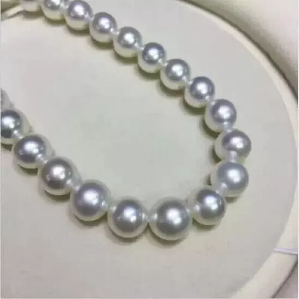 Elegant AAAA++9-10mm Natural South Sea Round White Pearl Necklace 925s 16-36inch+7.5-inch