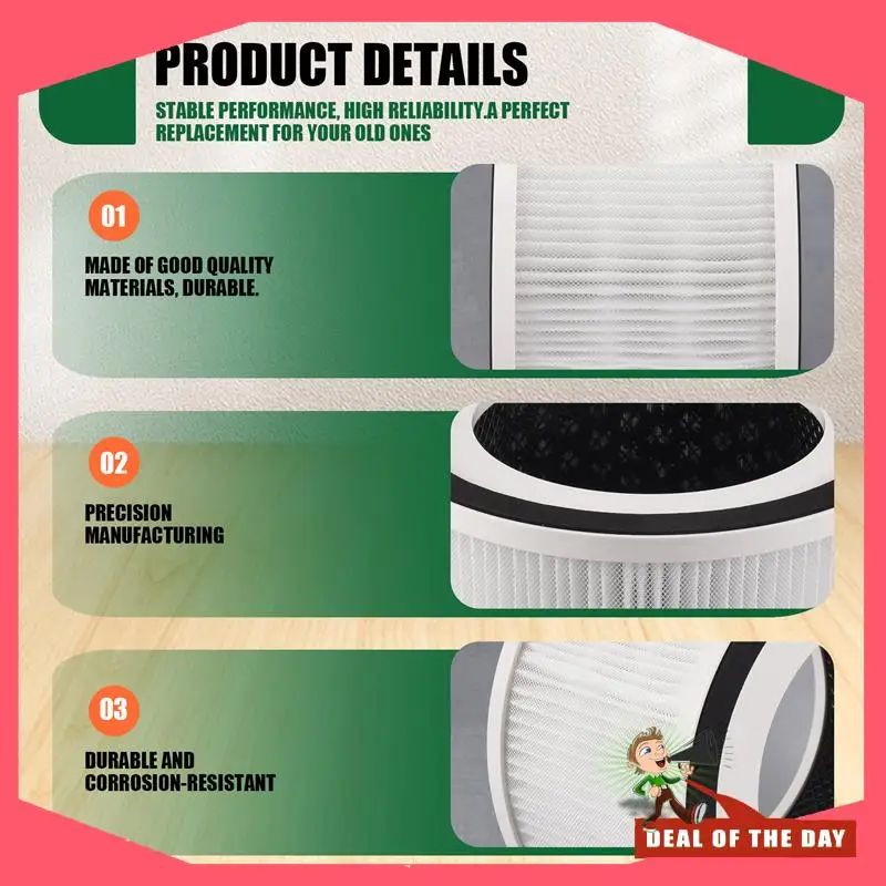 Consegna in 24 ore di ricambio True HEPA filtri compatibili con Afloia Fillo/Halo/Allo purificatore d'aria filtrazione a 3 stadi, confezione da 2