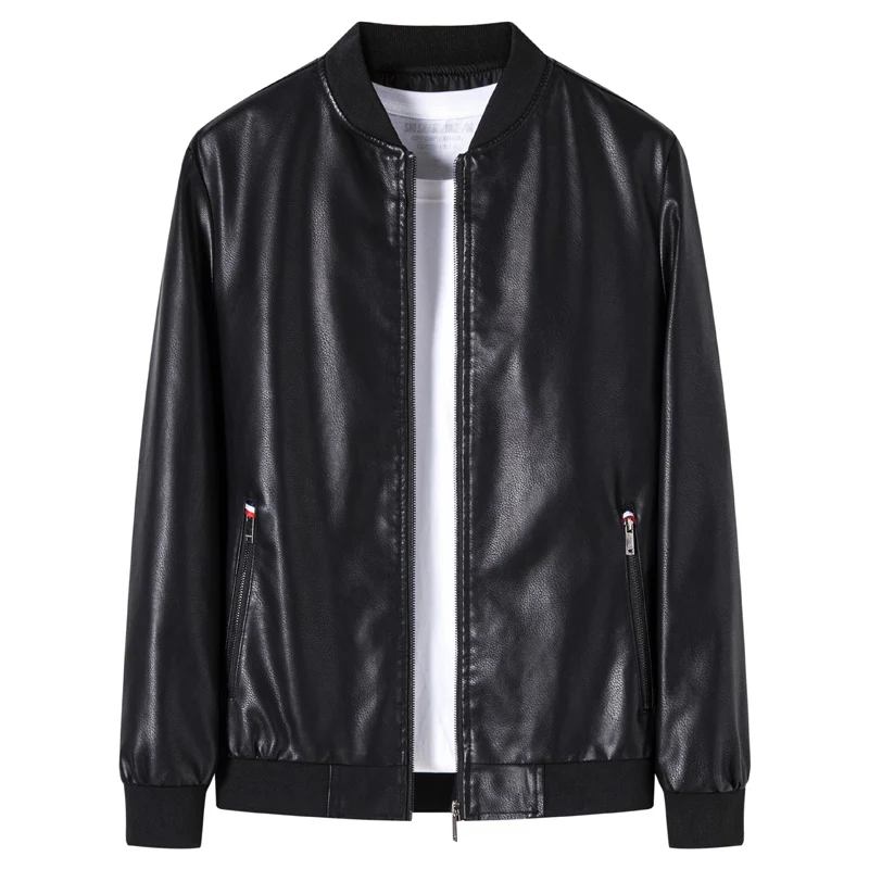 

Leather Jackets Men Bomber Trendy Motorcycle Clothes Mens PU Faux Leather Jacket New Brand Business Clothing Zipper Pockets 196