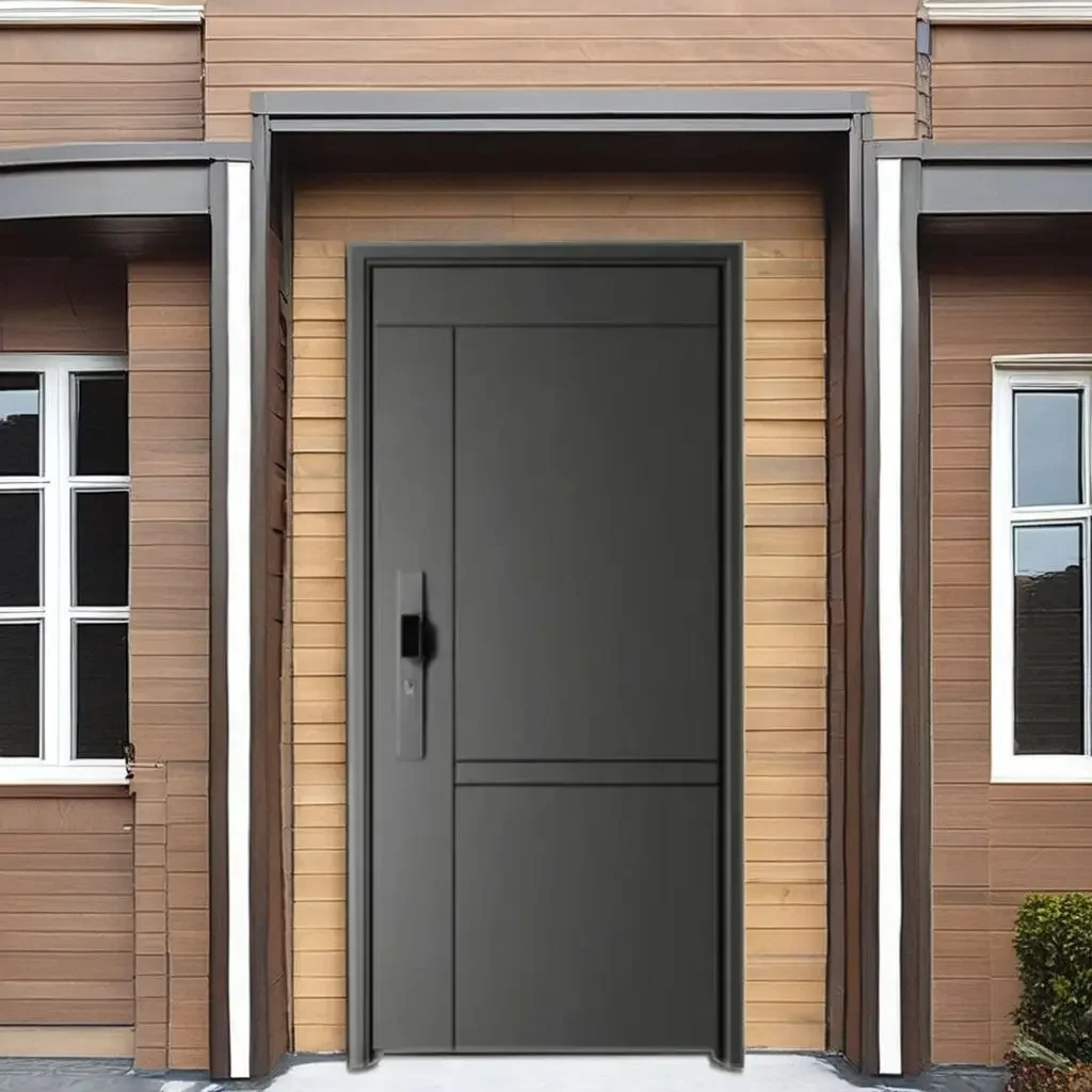 %T* Modern Luxury Aluminum Alloy Entrance Door External Entrance Manual Front Doors Matte Finished Anti Corrosion Hinged Doors
