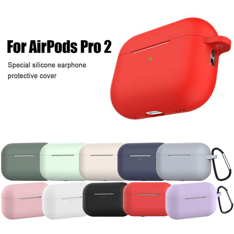 Liquid Soft Silicone Case For Apple AirPods Pro 2 Case Wireless Bluetooth Case for airpods pro 2nd gen Cover Accessors With Hook