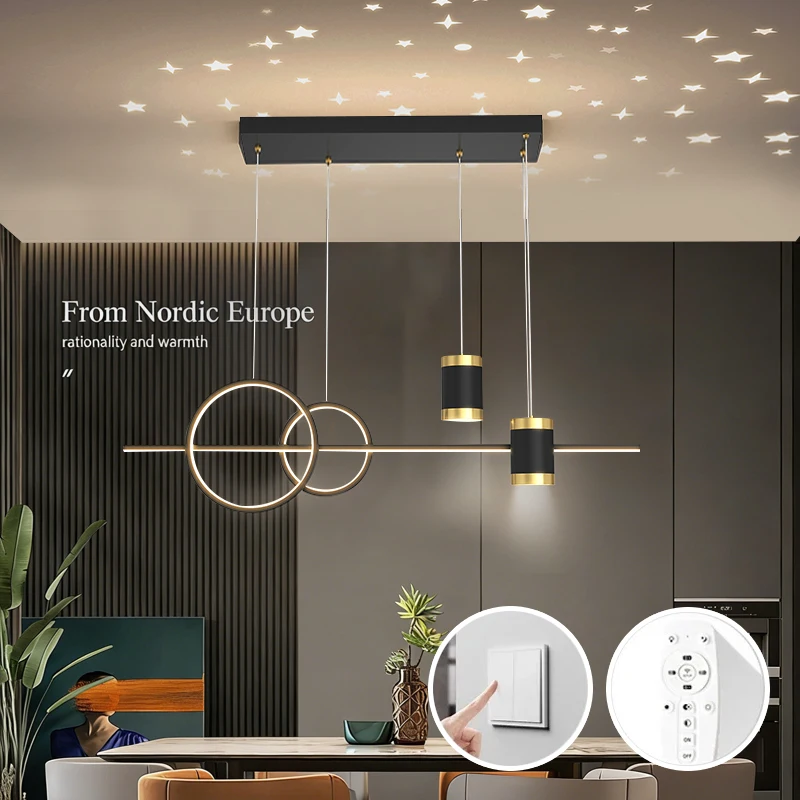 Ceiling Restaurant Pendant Light, Long Decorative Dining Table Light, Modern LED Pendant Light for Living Room and Dining Room