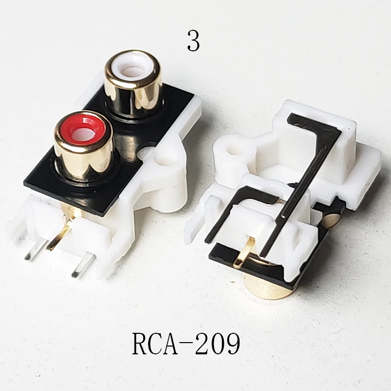 posicao audio estereo 180 graus video jack rca conector femea dois furos w mais r rca209 dourado de alta qualidade 100 pecas 01