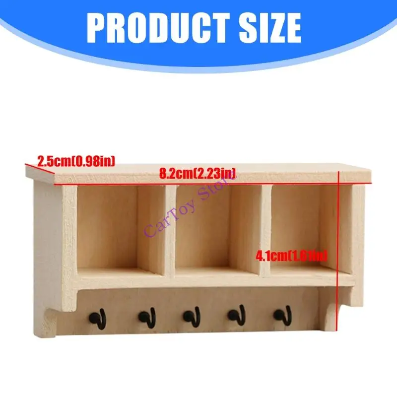 

Modern Dollhouse Shelf And Hanger Set 1/12 Scale Unpainted Wooden DIY Accessory Natural Grain