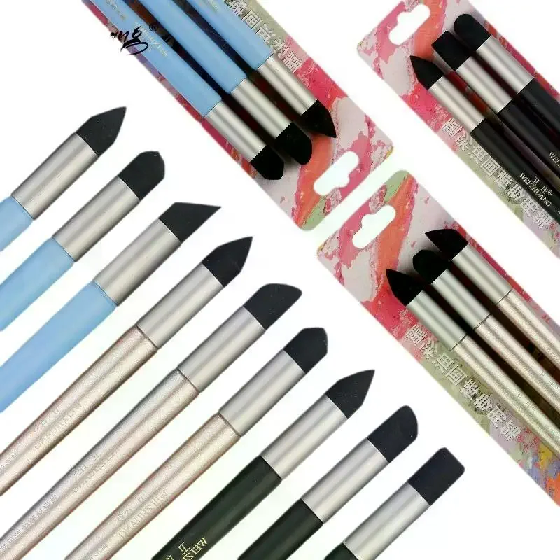 2/3Pcs Soft Sponge Mixing Stumps, Oil Pastel Smudge Pen Multi Shape Tips For Artists Drawing Painting
