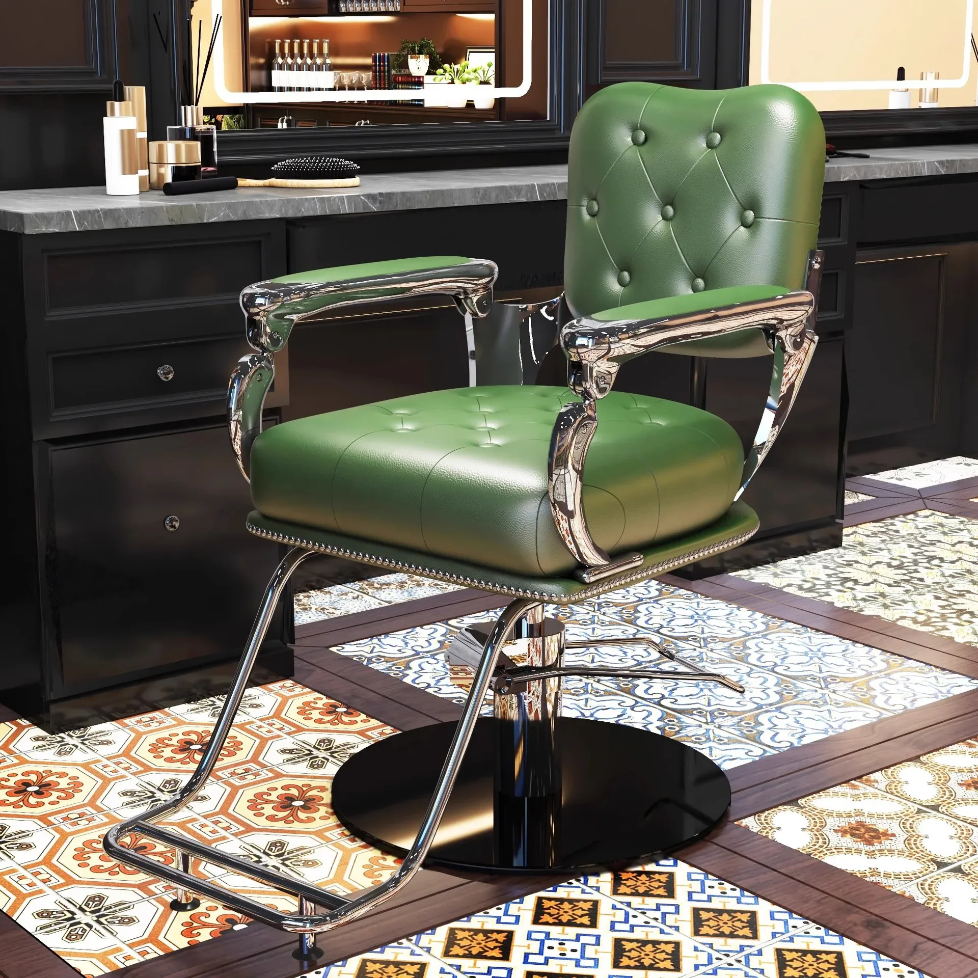 Friseurstuhl, spezieller Ölkopfstuhl für den Friseursalon, kann Haare heben und senken und rasieren, Retro-Friseursalonhocker