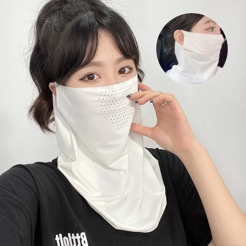 여름 자외선 차단 아이스 실크 마스크, 목 자외선 차단 페이스 커버, 유니섹스 야외 넥 랩 커버, 스포츠 자외선 차단 턱받이 페이스 스카프 