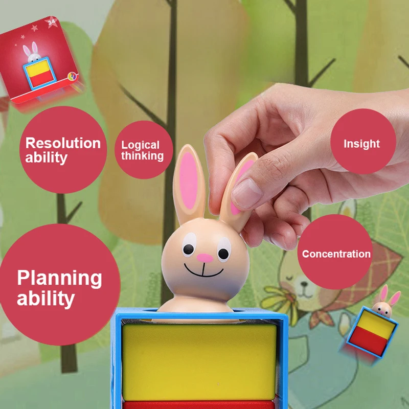 Children Enlightenment Toys Bunny conjuring 60 Challenges Educational learning Logic Game Puzzle Board Game Teaching aids kids