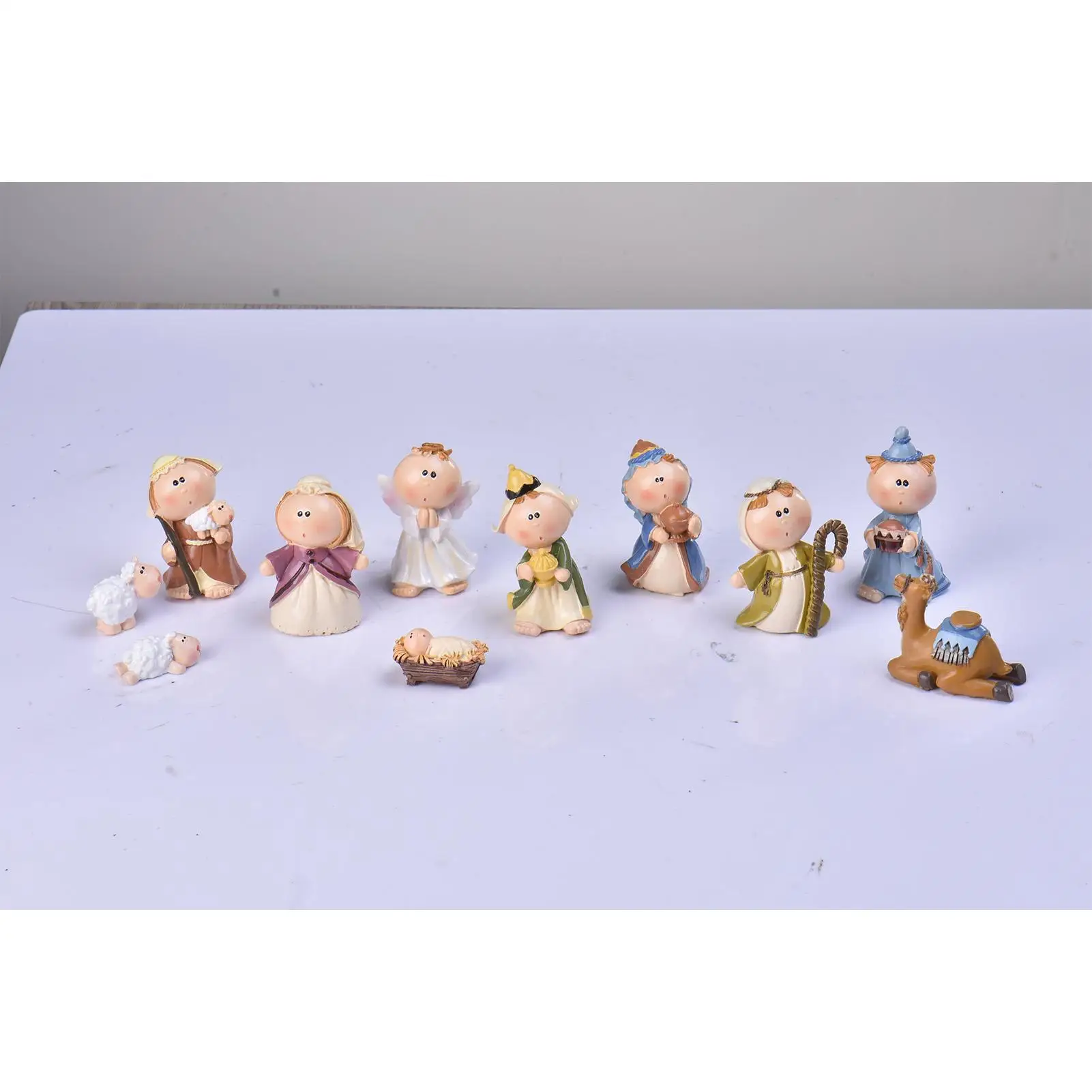 Christmas Nativity Set 11 Pieces Miniature Christmas Nativity Scene Figures Home Decor for Indoor Tabletop Shelf Cabinet