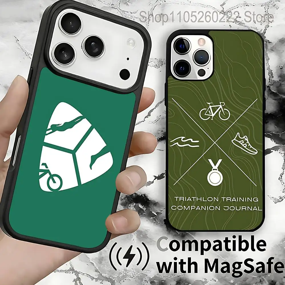 

Чехол для триатлона Swim Bike Run для iPhone 17,16,15,14,13,12,11, Pro, Max, Plus, Mini, SE4, E с магнитной беспроводной зарядкой Magsafe
