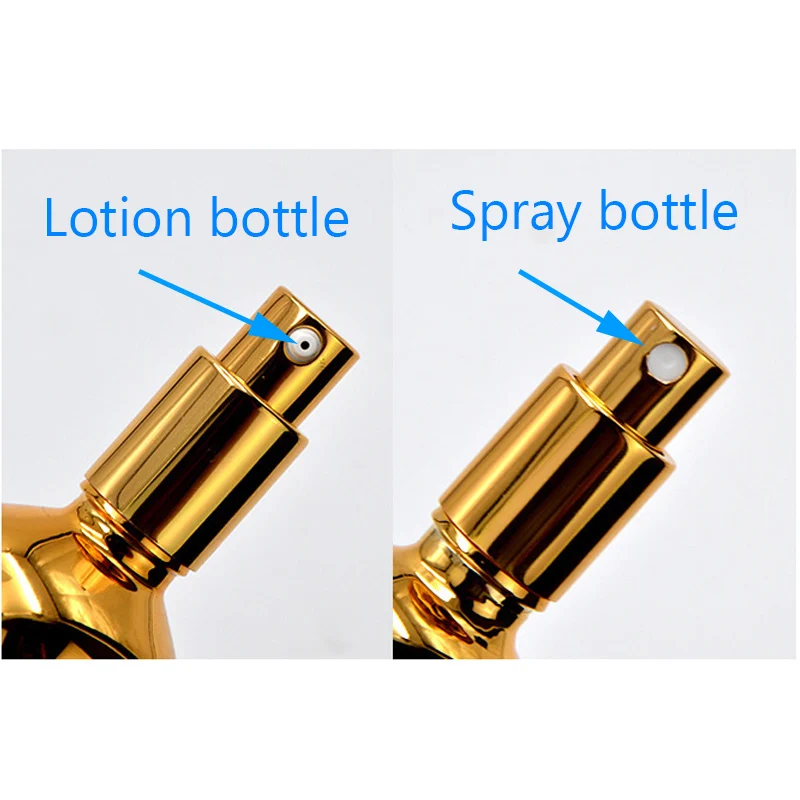 5ml-100ml Gold Plating Cosmetic Spray Bottle Glass Essential Oil Bottle Lotion Makeup Refillable Bottles