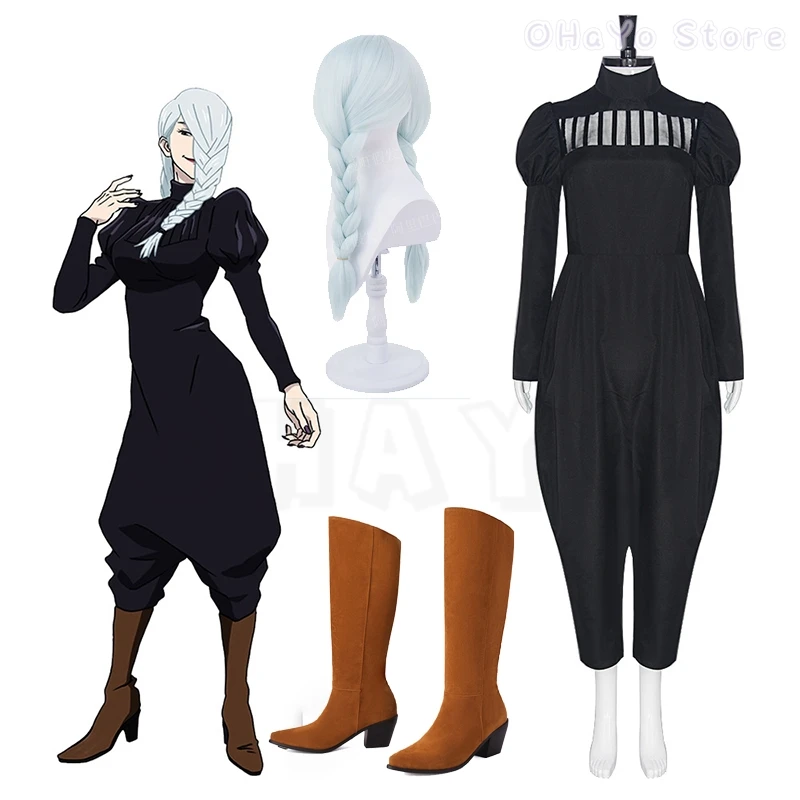 Jujutsu Mei Mei Cosplay Costume Wig Pants Suit Jumpsuit Anime Comic Women Adult Black Uniforms Halloween Party Kaisen Braid