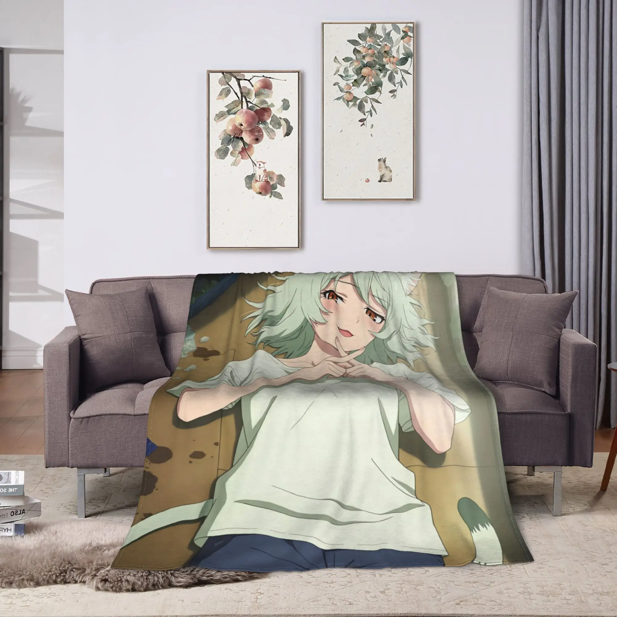 Chainsmoker Cat Yanineko Blanket  Travel Office Flannel Throw Blanket For Couch Chair Super Warm Customized Bedspread Gift Idea