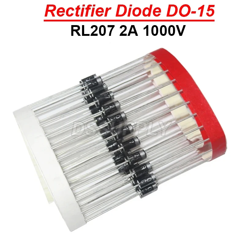 100PCS 2A 1000V RL207 Rectifier Diode DO-15