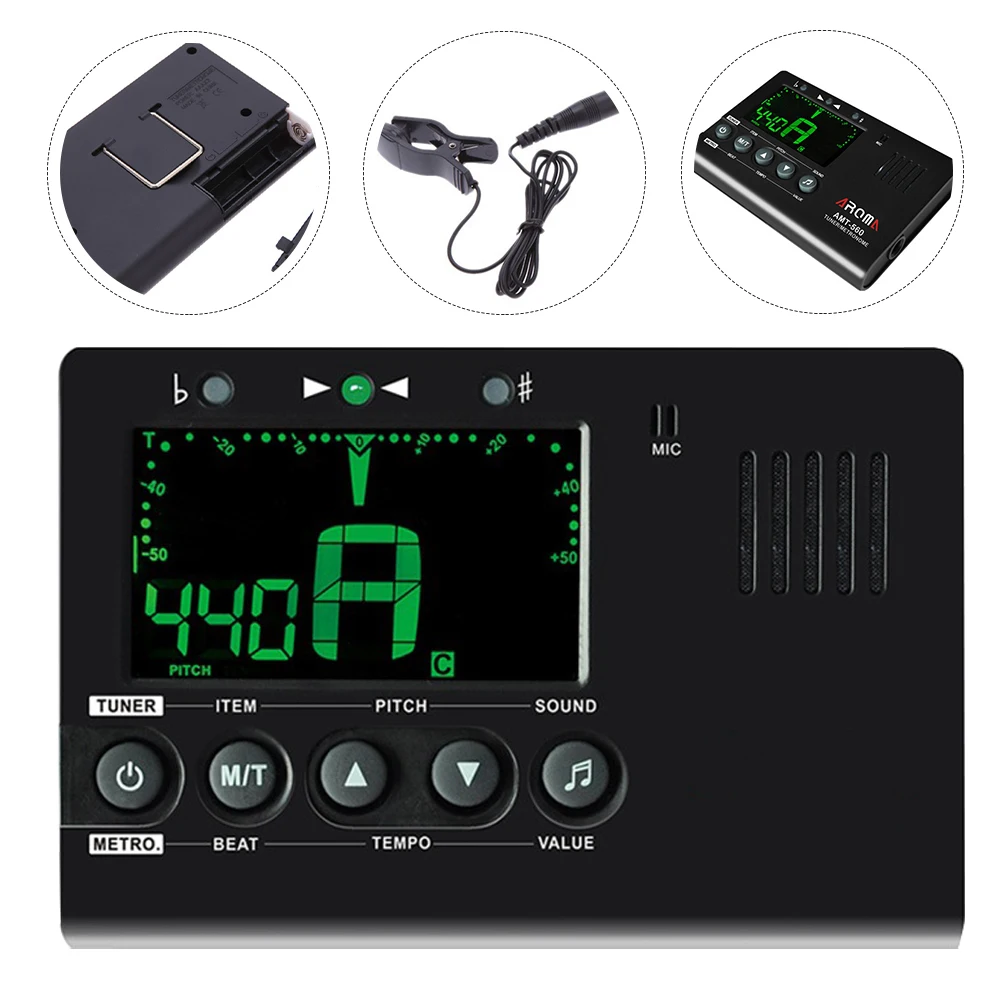 

Lcd Display Guitar Tuner Ukulele Violin Bass Tool Durable Plastic Multi-Use Musical Instrument Accessory Tuner