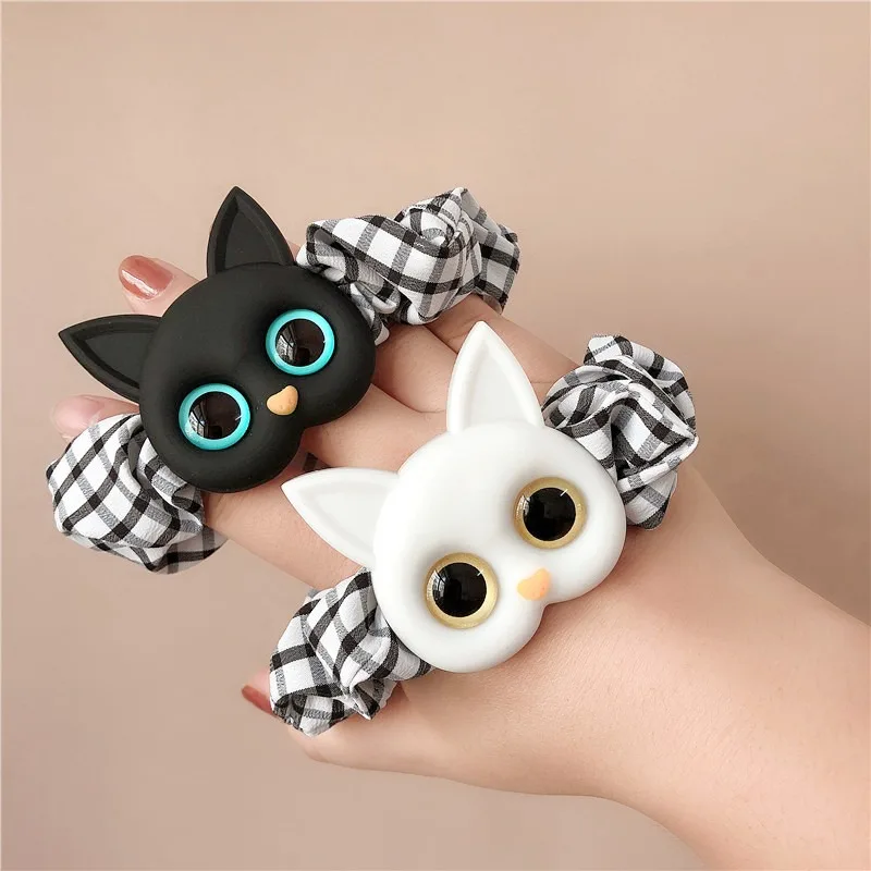 

Korean Cute Cartoon Cat Scrunchies Women Girls Elastic Hair Rubber Bands Accessories Tie Hair Rope Headdress Headwear Ornament