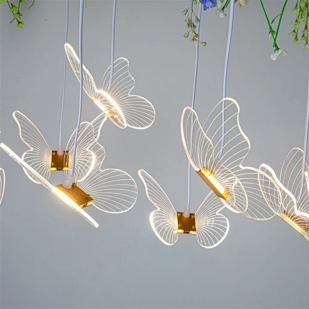 Modern Wedding Decor Lights Indoor Butterfly Atmosphere LED Wedding Supplies for Party Event Stage Wedding Ceiling Decoration