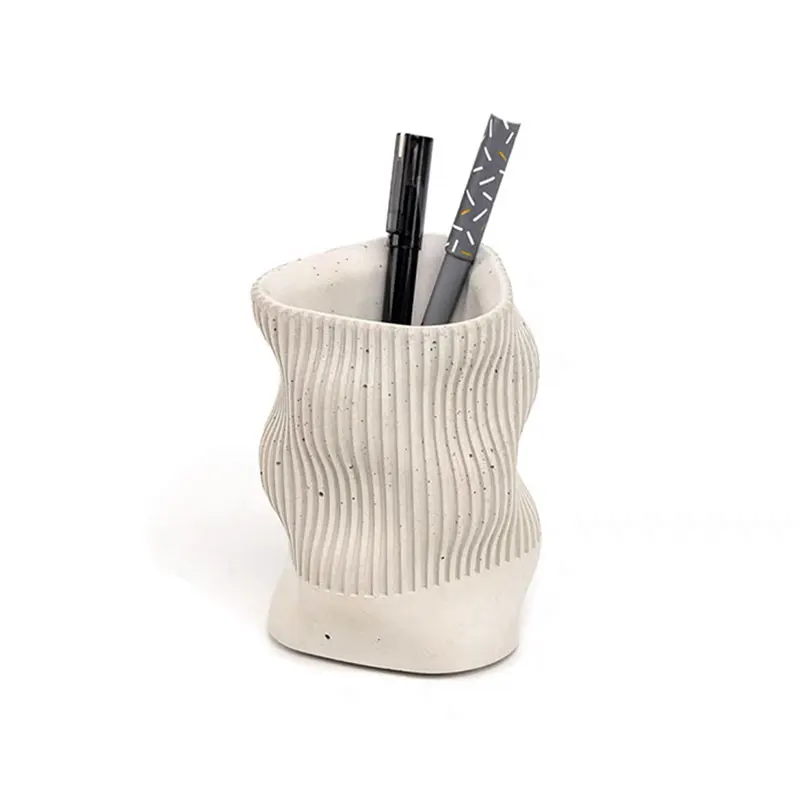 Twisted stripe Concrete Candle Cup Silicone Mold DIY Cement Pen holder Plaster Molds Wave Vase Mould