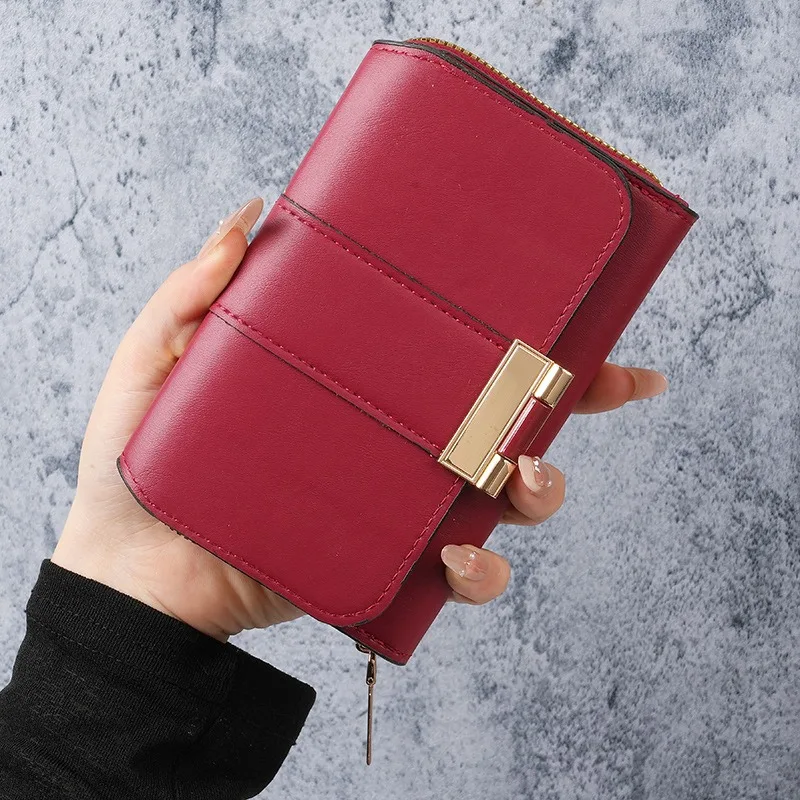 

New Fashion Women Wallet Multi-card Slot Large Capacity Billfold Vintage Multi-functional Coin Purse Short Leather Small Purse