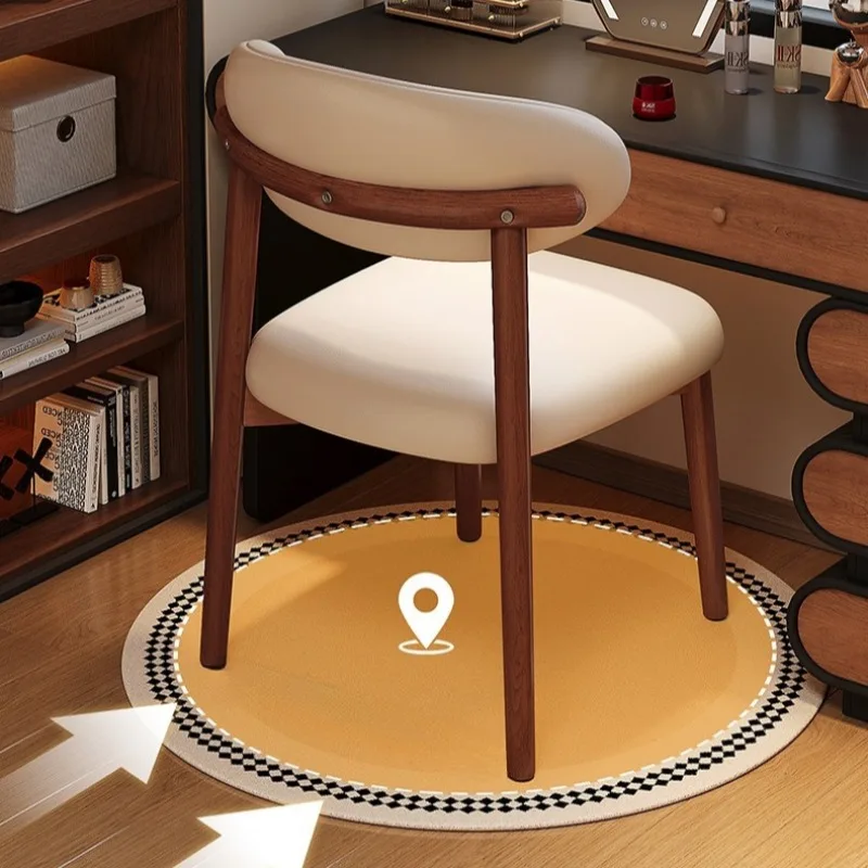 Upholstered Vanity Chair, Stain-Resistant Scratch-Proof Stool, Multi-Layer Soft Cushion Rust-Proof Frame for Bedroom Makeup Area