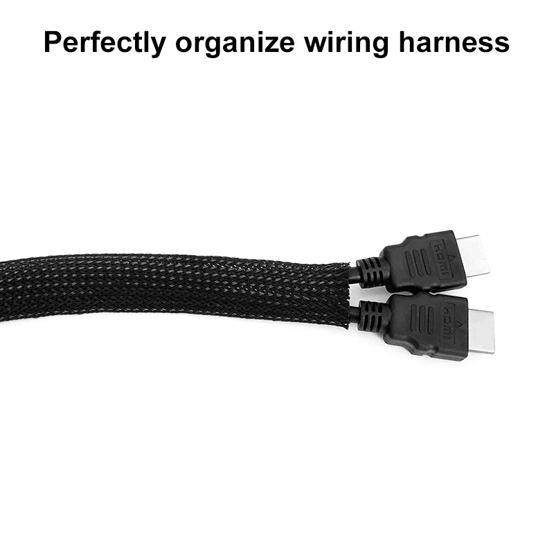PET Expandable Black Braided Mesh Sleeve 2-100mm Pet Proof Wire Wrap For Children Room Tablet Charging Cable Protective Tube