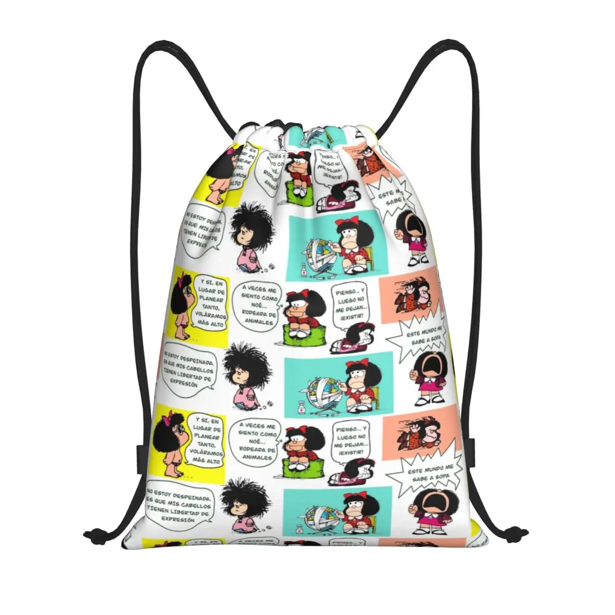 Manga Quino Mafalda Drawstring Bags Women Men Portable Gym Sports Sackpack Kawaii Cartoon Shopping Backpacks
