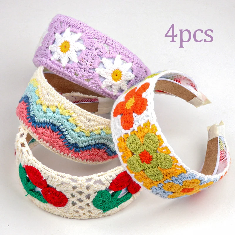 

Вязаные повязки на голову с цветочным принтом из 4 предметов — модные элегантные аксессуары для волос для женщин, подарки на вечеринку/фестиваль и отслеживание