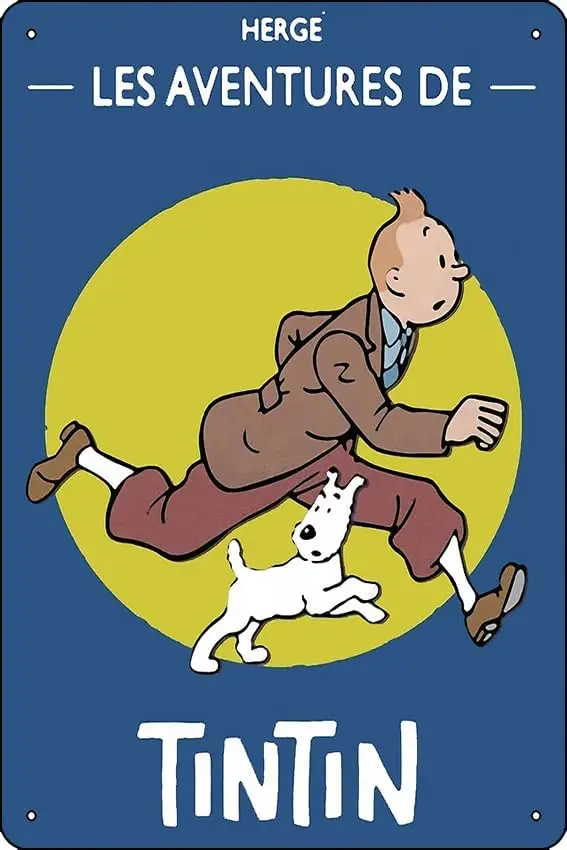 Les Aventures Herge affiche métal étain signe Plaque homme grotte mur 8x12 pouces mur Art décoration étain