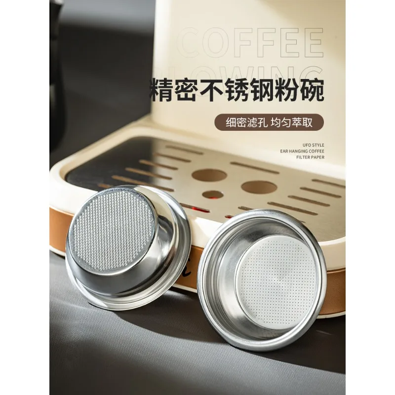 Coffee machine handle powder bowl 51/54/58 mm single and double cup cleaning non-porous blind bowl universal 304 stainless